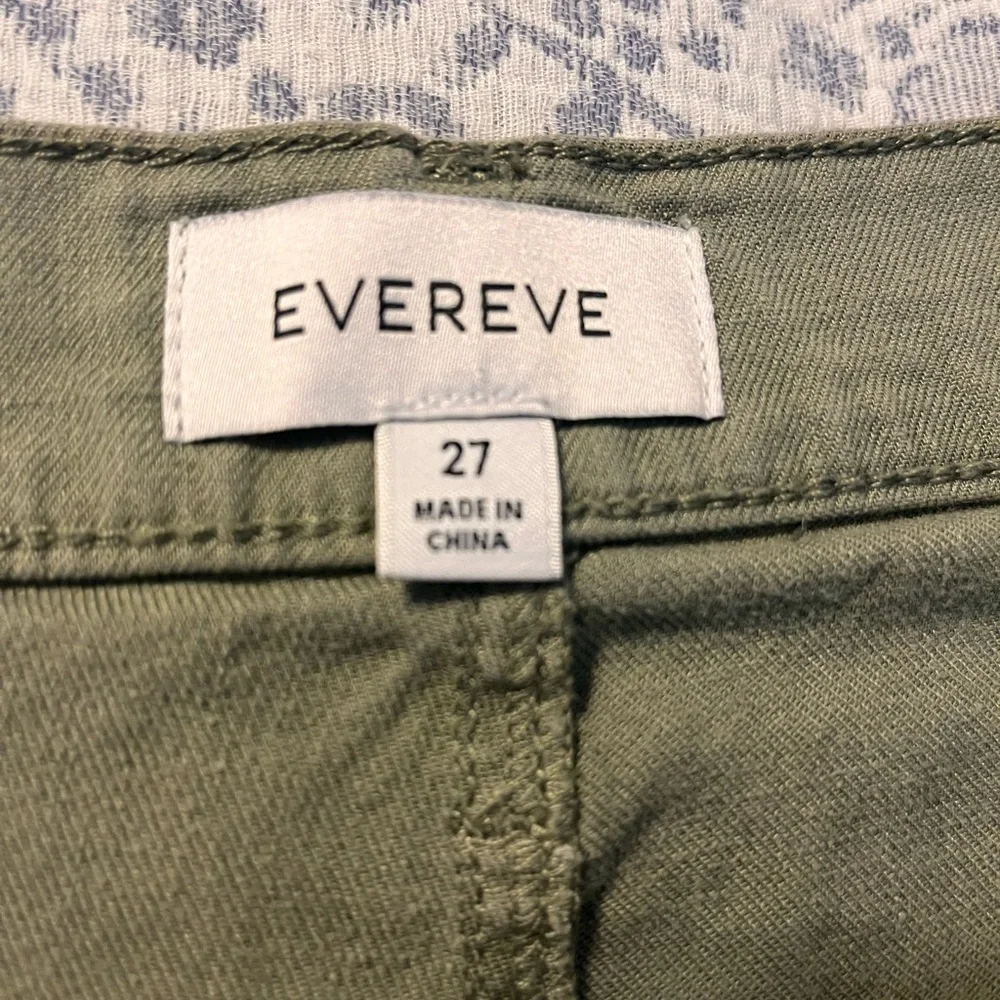 Evereve Joellle Stretch Linen Crop Wide Leg Pants Olive Green - Picture 10 of 13